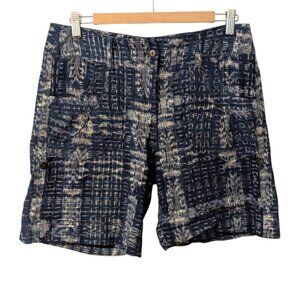 Vintage Utzpin Guatemalan Shorts Indigo Blue Bermuda Roll Button Boho Festival